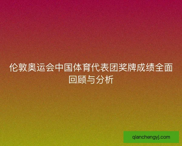 伦敦奥运会中国体育代表团奖牌成绩全面回顾与分析
